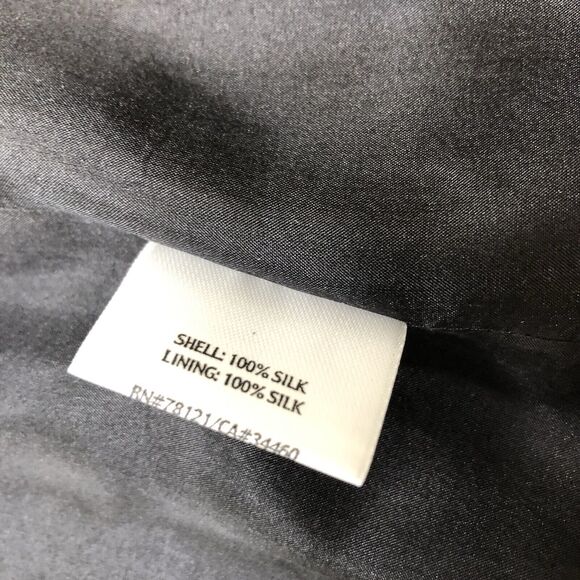 Eileen Fisher Women’s Silk Open Front Blazer Jacket Size Large Black 3/4 Sleeves - Picture 6 of 7